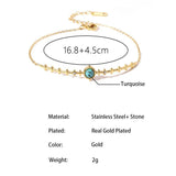 Turquoise Stone Cross Stainless Steel Bracelet Bangle for Women