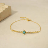 Turquoise Stone Cross Stainless Steel Bracelet Bangle for Women