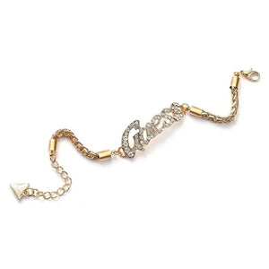 Alphabet Women Bracelet Rhinestones Gothic Weave Bangles Boho Accessories