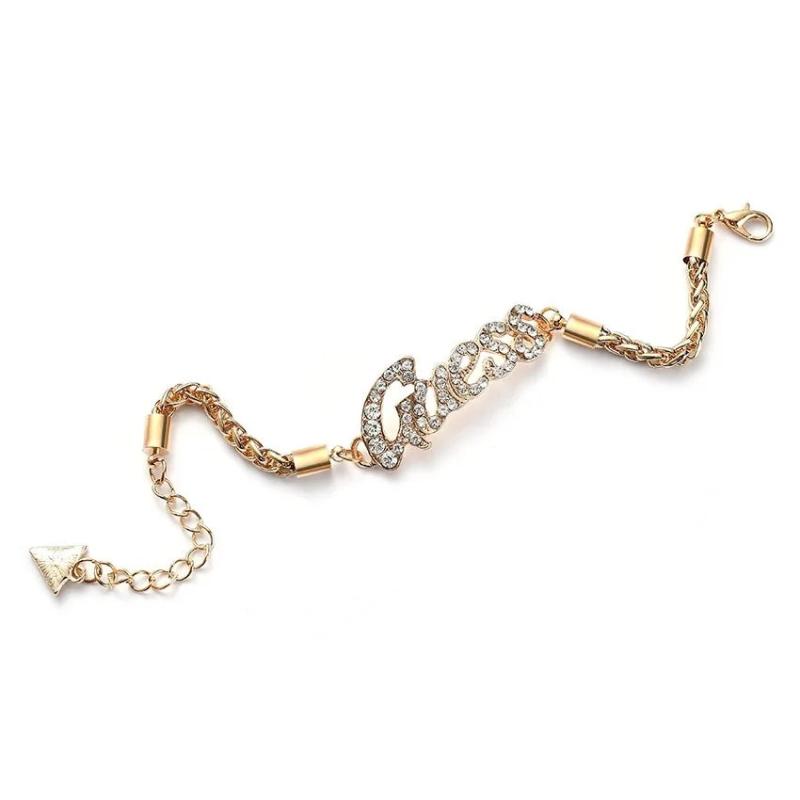 Alphabet Women Bracelet Rhinestones Gothic Weave Bangles Boho Accessories