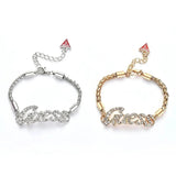 Alphabet Women Bracelet Rhinestones Gothic Weave Bangles Boho Accessories