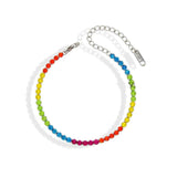 Rainbow Zircon Bracelets Women Stainless Steel Hot 16cm+5cm Chains