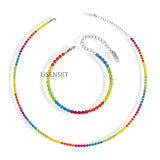 Rainbow Zircon Bracelets Women Stainless Steel Hot 16cm+5cm Chains