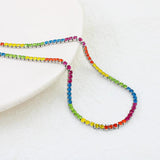 Rainbow Zircon Bracelets Women Stainless Steel Hot 16cm+5cm Chains
