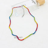 Rainbow Zircon Bracelets Women Stainless Steel Hot 16cm+5cm Chains