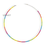 Rainbow Zircon Bracelets Women Stainless Steel Hot 16cm+5cm Chains