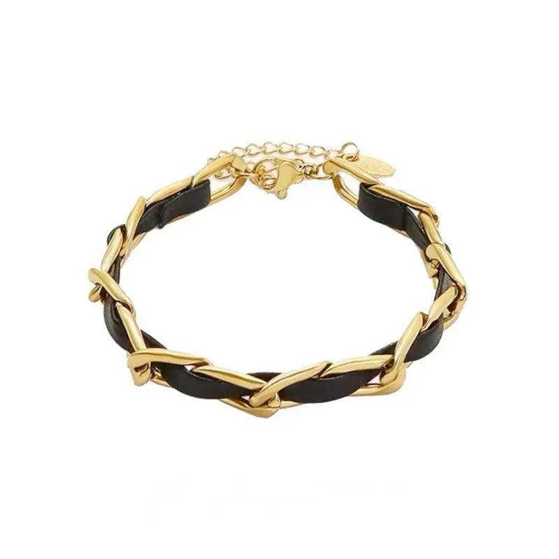 Vintage Punk Leather Weave Bracelet for Women