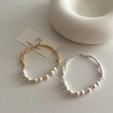 Irregular Silver Metal Pearl Bracelet Baroque Jewelry