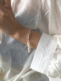 Irregular Silver Metal Pearl Bracelet Baroque Jewelry