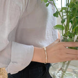 Irregular Silver Metal Pearl Bracelet Baroque Jewelry