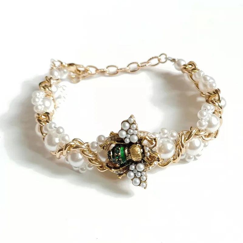 DIY Pearls Bee Arm Charm Bracelet