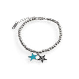 Women's 4mm Bead Bracelet Stainless Steel Star & Heart Charm Jewelry Gift