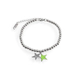 Women's 4mm Bead Bracelet Stainless Steel Star & Heart Charm Jewelry Gift