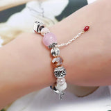 Heart Charm Bracelet with Crystal Beads - Fits Snake Chain