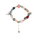 Heart Charm Bracelet with Crystal Beads - Fits Snake Chain
