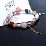 Heart Charm Bracelet with Crystal Beads - Fits Snake Chain