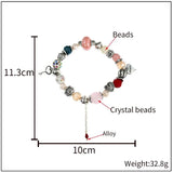 Heart Charm Bracelet with Crystal Beads - Fits Snake Chain