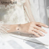 925 Tibetan Silver Double-Layer Crossbar Micro-Inlaid Bracelet Niche
