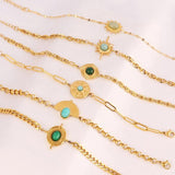 Vintage Stainless Steel Turquoise Pendant Chain Bracelet