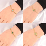 Vintage Stainless Steel Turquoise Pendant Chain Bracelet
