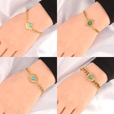 Vintage Stainless Steel Turquoise Pendant Chain Bracelet