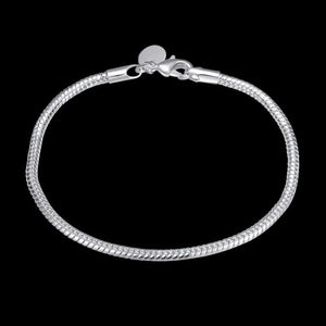 925 Stamp Silver Charm Bracelet Smooth Snake Bone Bracelet Wedding Gift Jewelry