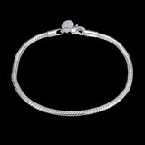 925 Stamp Silver Charm Bracelet Smooth Snake Bone Bracelet Wedding Gift Jewelry