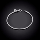 925 Stamp Silver Charm Bracelet Smooth Snake Bone Bracelet Wedding Gift Jewelry