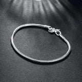 925 Stamp Silver Charm Bracelet Smooth Snake Bone Bracelet Wedding Gift Jewelry