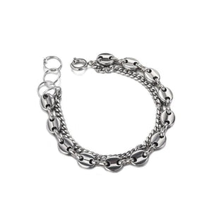 Coffee Bean Pig Nose Cuban Chain Bracelet Stainless Steel Jewelry