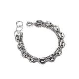 Coffee Bean Pig Nose Cuban Chain Bracelet Stainless Steel Jewelry