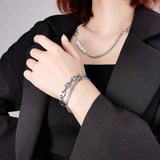 Coffee Bean Pig Nose Cuban Chain Bracelet Stainless Steel Jewelry
