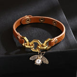 Bee Creative PU Leather Pearl Bracelet