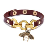 Bee Creative PU Leather Pearl Bracelet