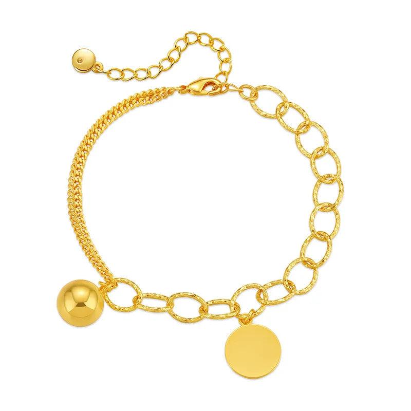 Irregular Stitching Chain Metal Ball Pendant Bracelets for Women