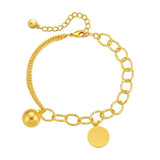 Irregular Stitching Chain Metal Ball Pendant Bracelets for Women