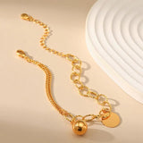 Irregular Stitching Chain Metal Ball Pendant Bracelets for Women