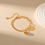 Irregular Stitching Chain Metal Ball Pendant Bracelets for Women