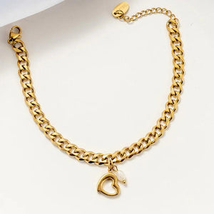 Vintage Stainless Steel Pearl Pendant Bracelet For Women