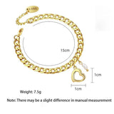 Vintage Stainless Steel Pearl Pendant Bracelet For Women