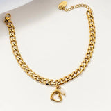 Vintage Stainless Steel Pearl Pendant Bracelet For Women