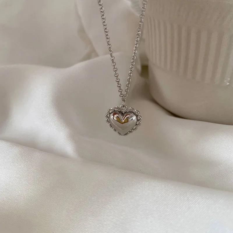 Silver Lace Love Heart Charm Pendant Bracelet for Women
