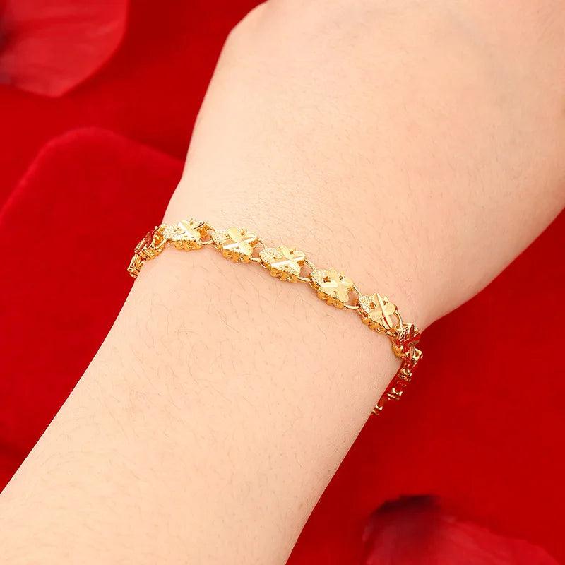 Women's Beads Bracelet 24K Charm Pattern Chain Bangle