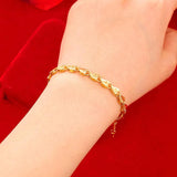 Women's Beads Bracelet 24K Charm Pattern Chain Bangle
