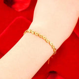 Women's Beads Bracelet 24K Charm Pattern Chain Bangle