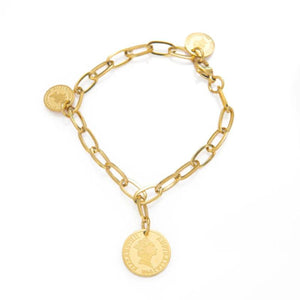 316L Stainless Steel Queen Head Round Pendant Bracelet Ladies High Jewelry
