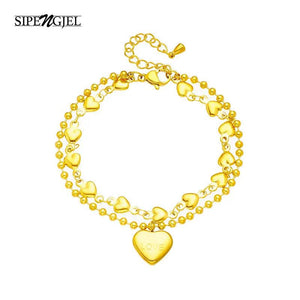 18K Stainless Steel Heart Bracelet for Women Men