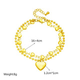 18K Stainless Steel Heart Bracelet for Women Men