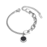 Vintage Stainless Steel Bohemia Chain Bracelet Roman Numerals Charm VB20143