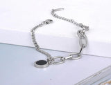 Vintage Stainless Steel Bohemia Chain Bracelet Roman Numerals Charm VB20143